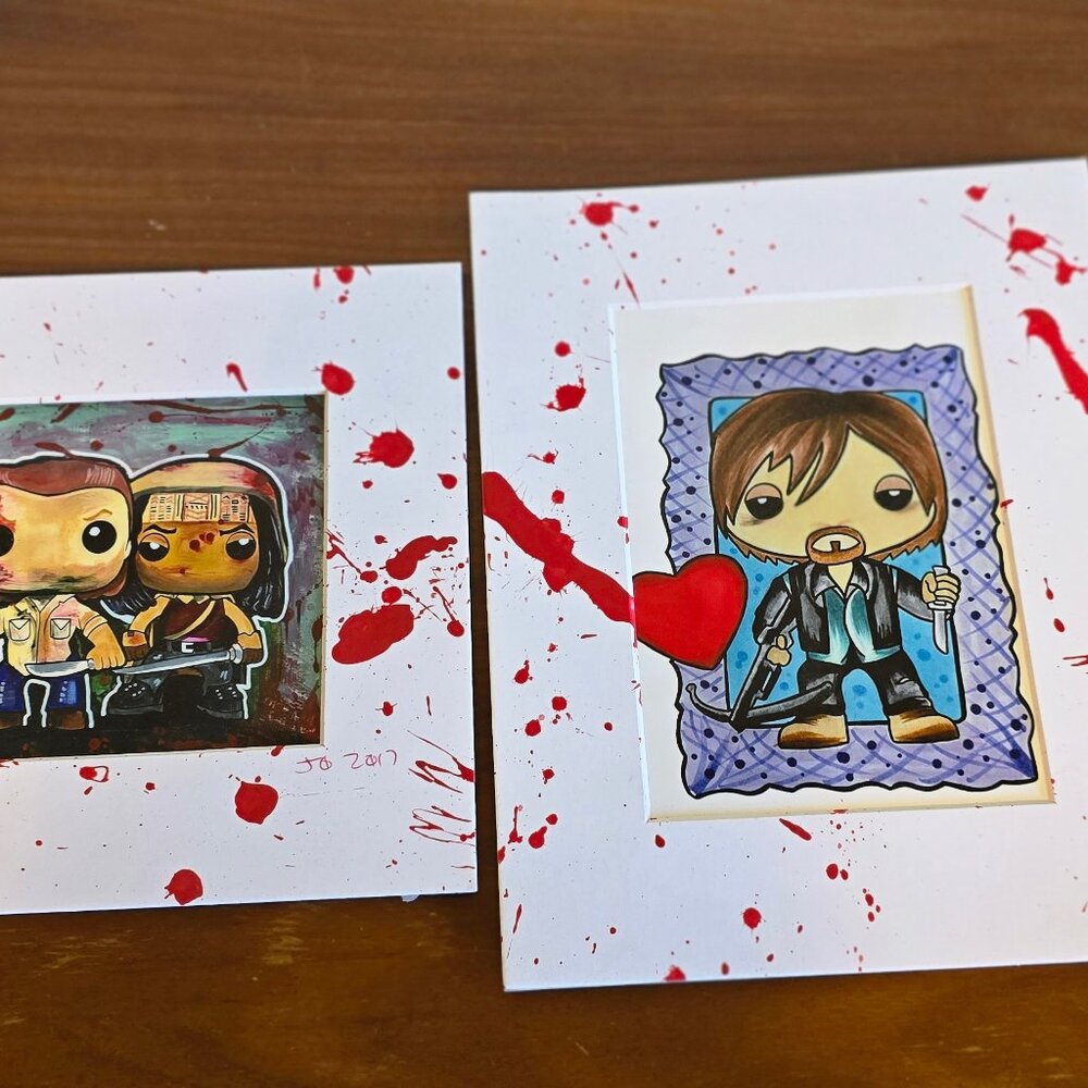 The Walking Dead Funko Pop Art Framed Prints Set of 2